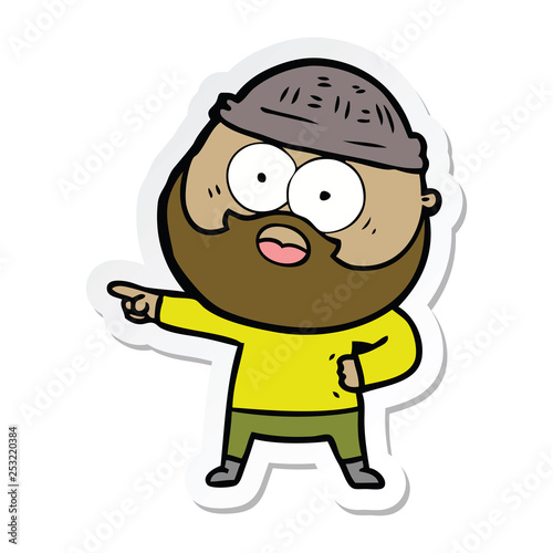 sticker of a cartoon bearded man