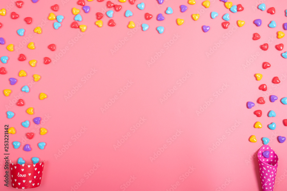 candy on pink background