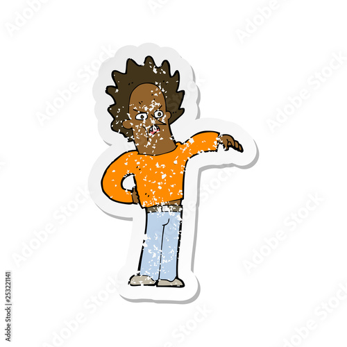 retro distressed sticker of a cartoon nasty boy