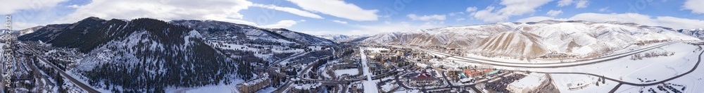 Avon Colorado 360 Aerial Panorama Beaver Creek Vail Eagle Valley Rocky Mountains During Winter