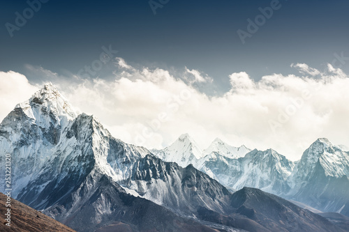 View of Mount Ama Dablam in Himalayas  Nepal. Khumbu valley  Everest region  Nepal