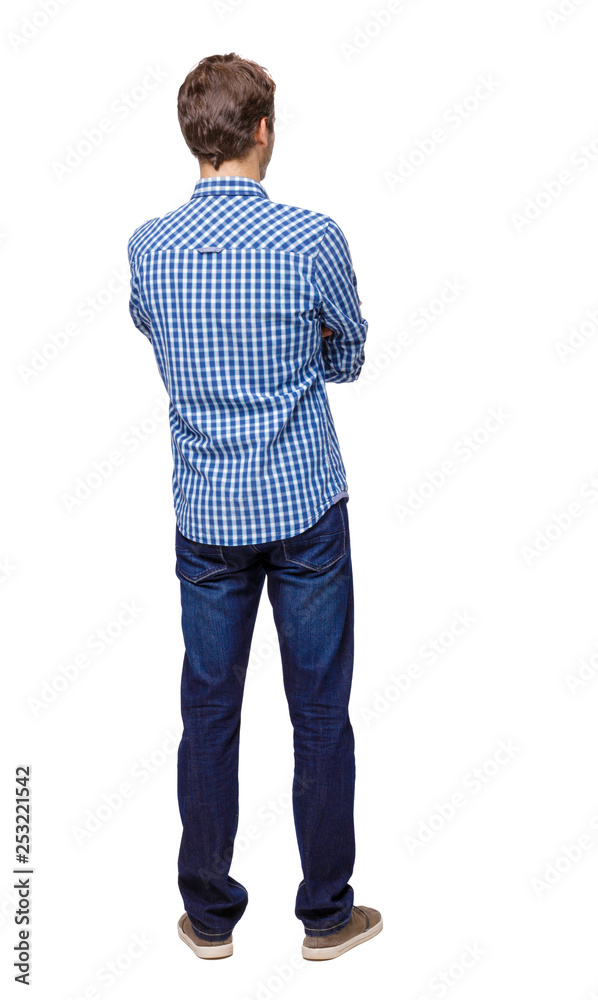Back view of man in dark jeans. Back view of man in dark jeans.