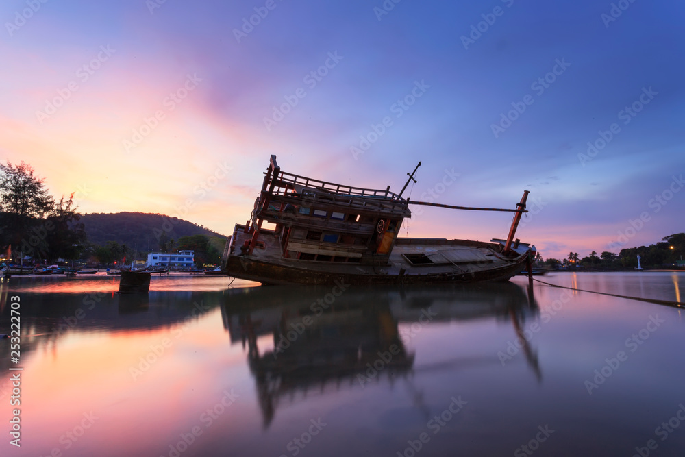 old fishing boat at sunset old fishing boat at sunset