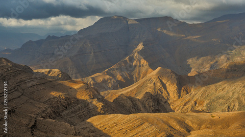 Fantastic mountain landscape. Ru'us al Jibal. al Hajar Mountains. Musandam. Oman photo