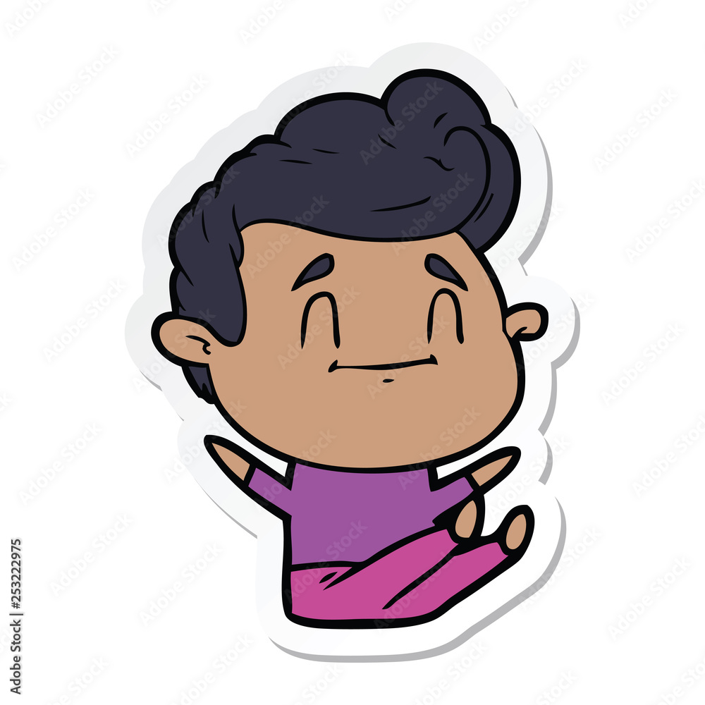 sticker of a happy cartoon man sticker of a happy cartoon man