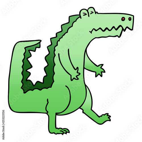 quirky gradient shaded cartoon crocodile