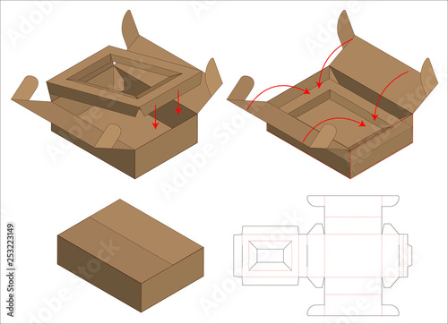 Box packaging die cut template design. 3d mock-up