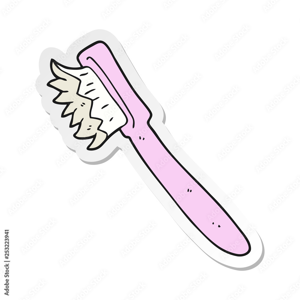 sticker of a cartoon toothbrush sticker of a cartoon toothbrush