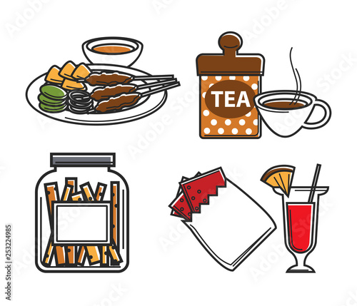Singapore food and drink national cuisine attractions isolated objects