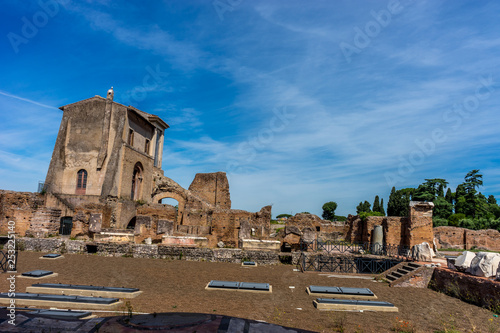 Canvas Print The ancient ruins at the Roman Forum, Palatine hill in Rome, Italy, Europe