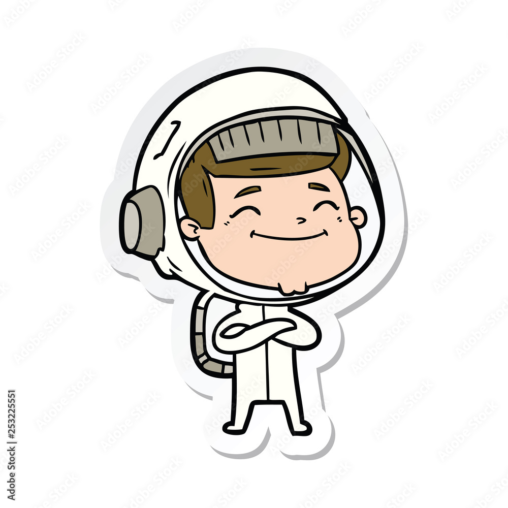 sticker of a happy cartoon astronaut sticker of a happy cartoon astronaut