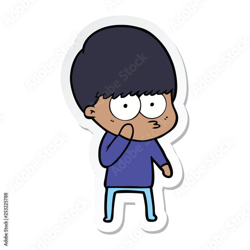 sticker of a curious cartoon boy