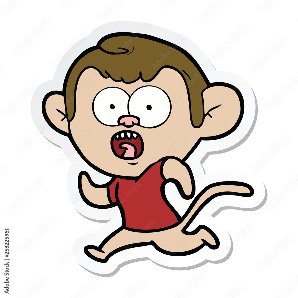 sticker of a cartoon running monkey sticker of a cartoon running monkey