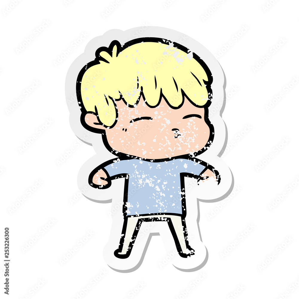 distressed sticker of a cartoon frustrated man distressed sticker of a cartoon frustrated man
