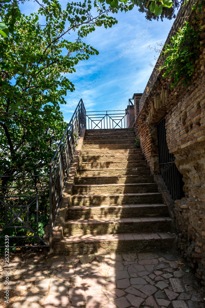 Italy, Rome, Roman Forum, stone steps staircase