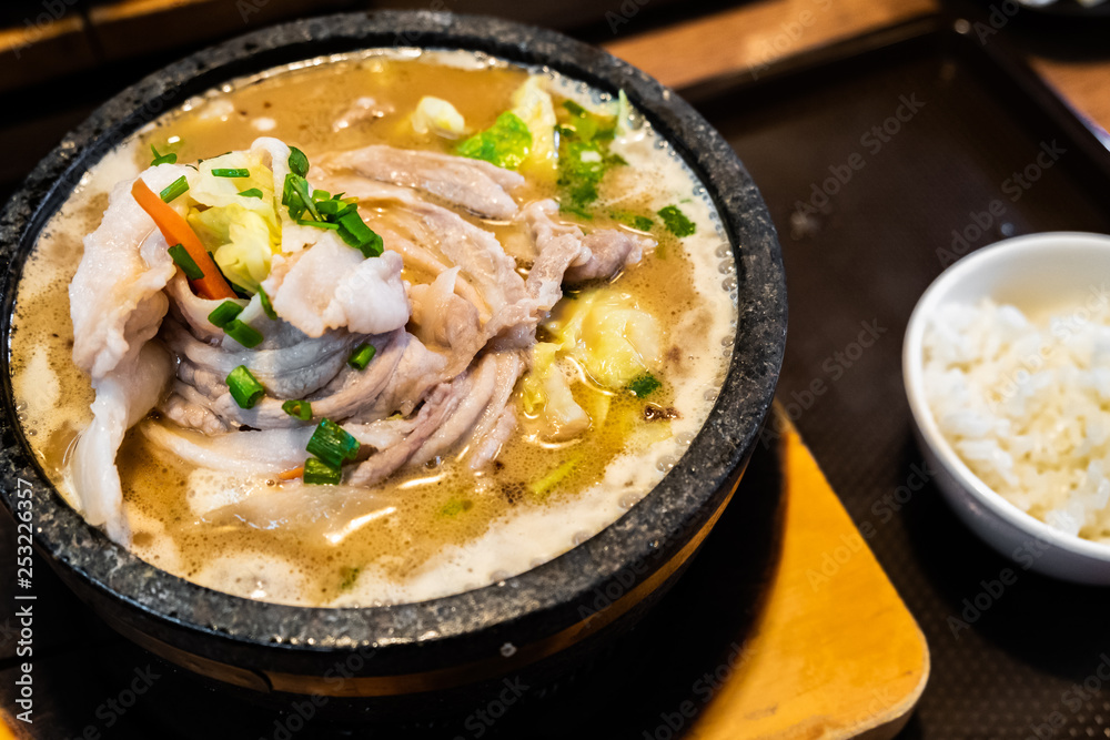 Japanese ramen with broth, noodles, meat, and vegetables. A tasty, warming, and popular meal. Japanese ramen with broth, noodles, meat, and vegetables. A tasty, warming, and popular meal.