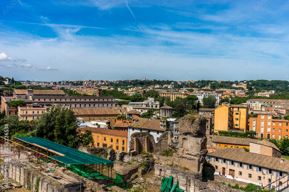  The ancient ruins at the Roman Forum, Palatine hill in Rome