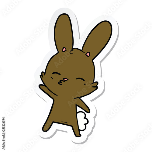 sticker of a curious bunny cartoon