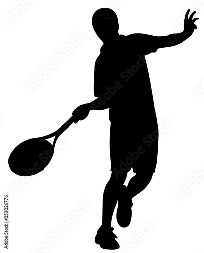 a man playing tennis, silhouette vector