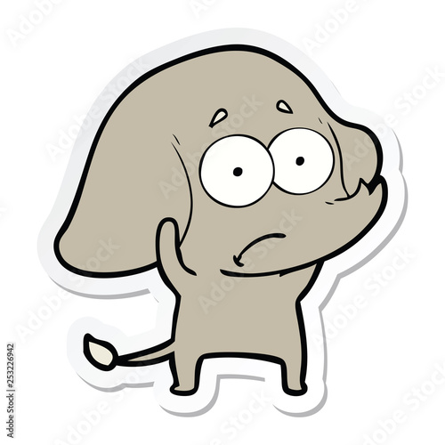 sticker of a cartoon unsure elephant