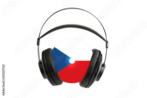 Photo of a headset with CD with a flag of the Czech Republic