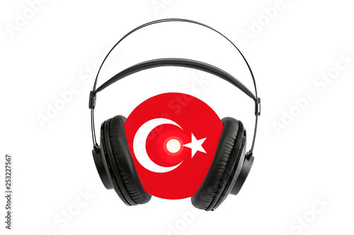 Photo of a headset with CD with a flag of Turkey