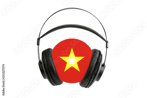 Photo of a headset with CD with a Vietnam flag