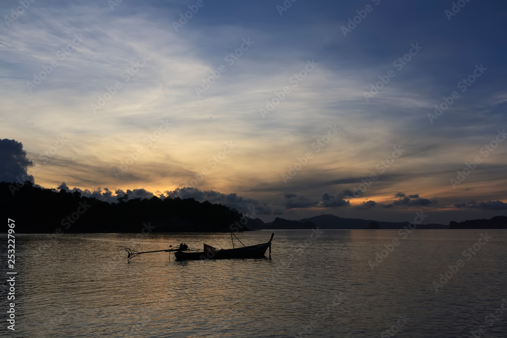 fishing boat at sunset fishing boat at sunset