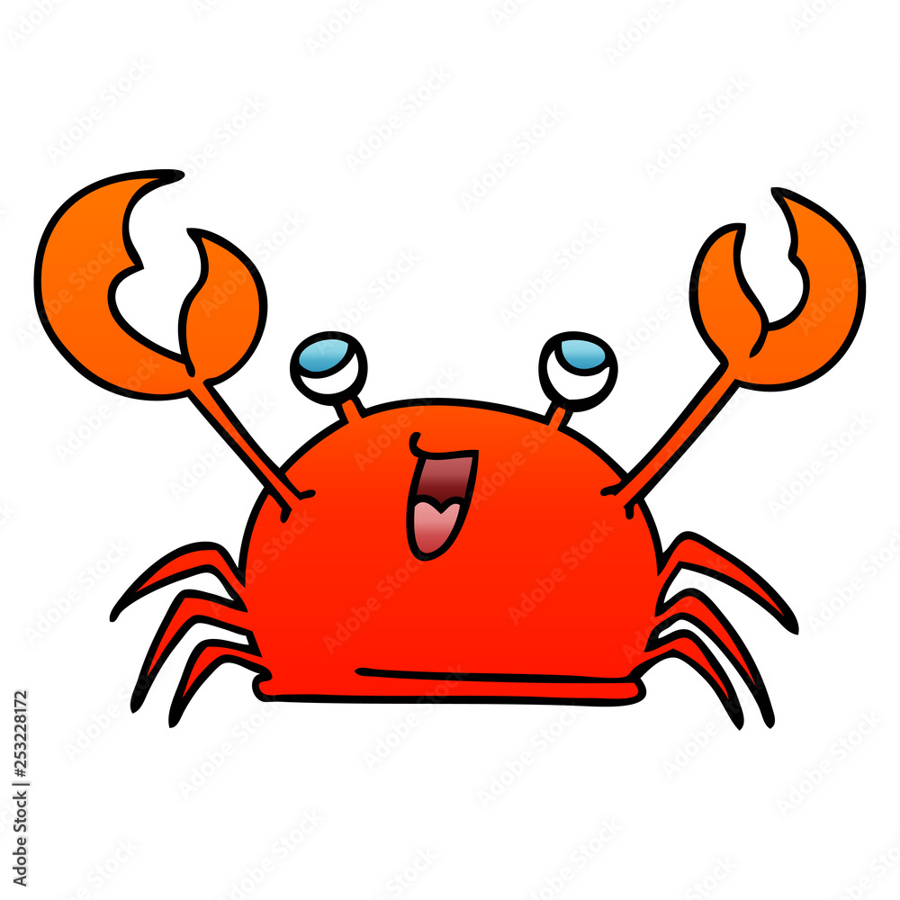 quirky gradient shaded cartoon happy crab quirky gradient shaded cartoon happy crab
