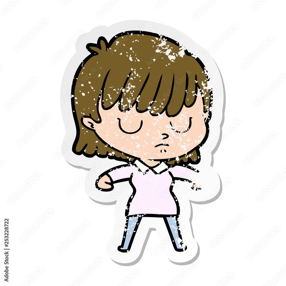Obraz premium distressed sticker of a cartoon woman