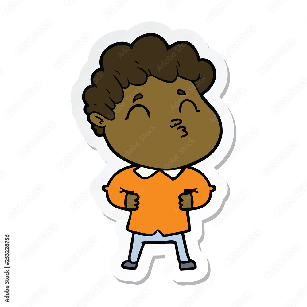sticker of a cartoon man pouting sticker of a cartoon man pouting