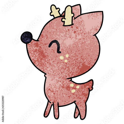 textured cartoon of  kawaii cute deer