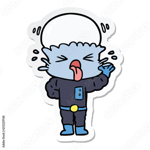sticker of a disgusted cartoon alien