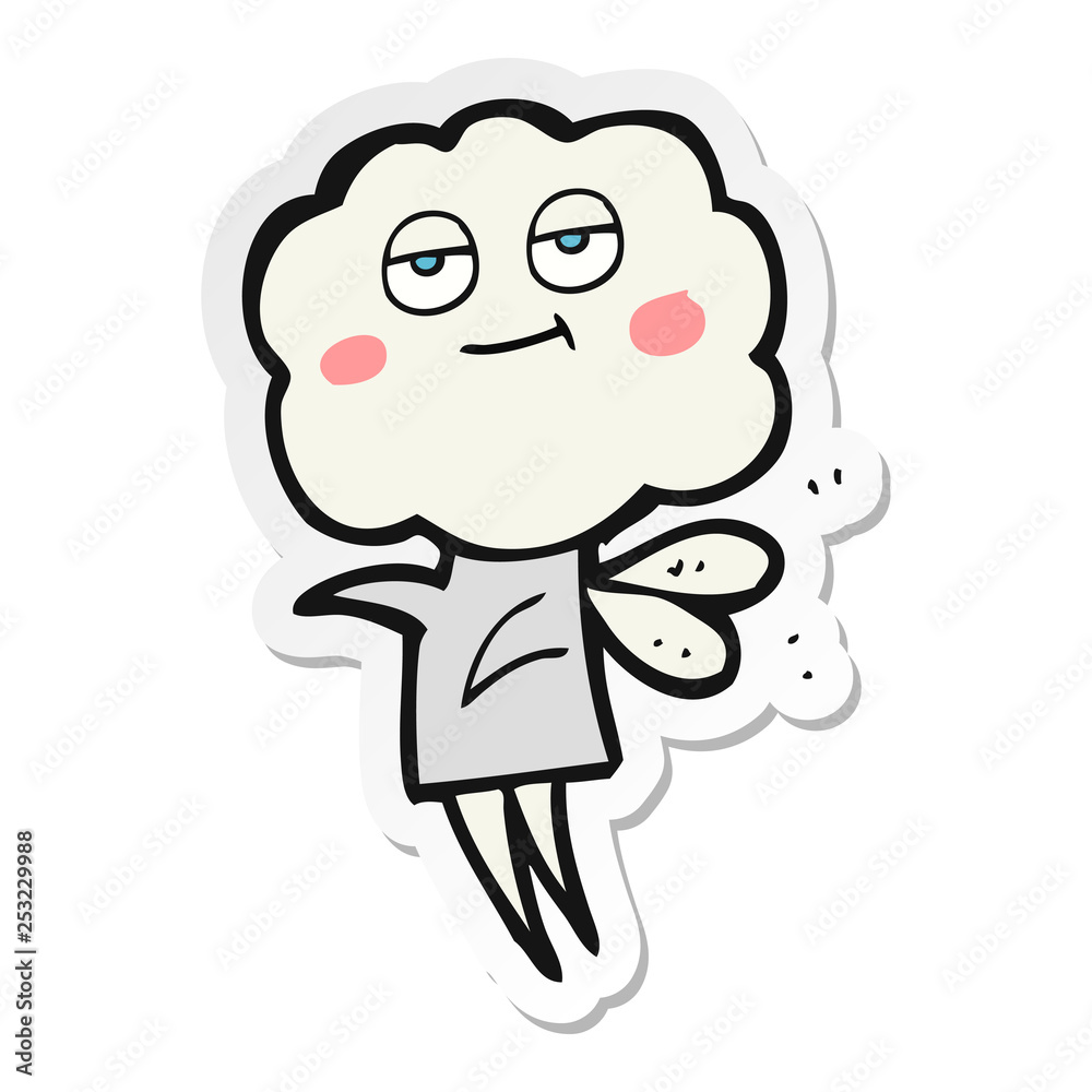 sticker of a cartoon cute cloud head imp