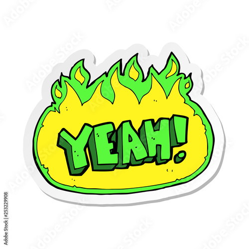 sticker of a cartoon yeah shout