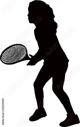 a girl playing tennis, silhouette vector © turkishblue