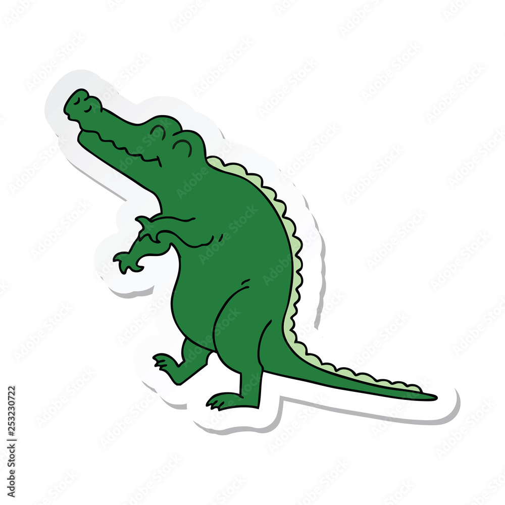 Fototapeta premium sticker of a quirky hand drawn cartoon crocodile