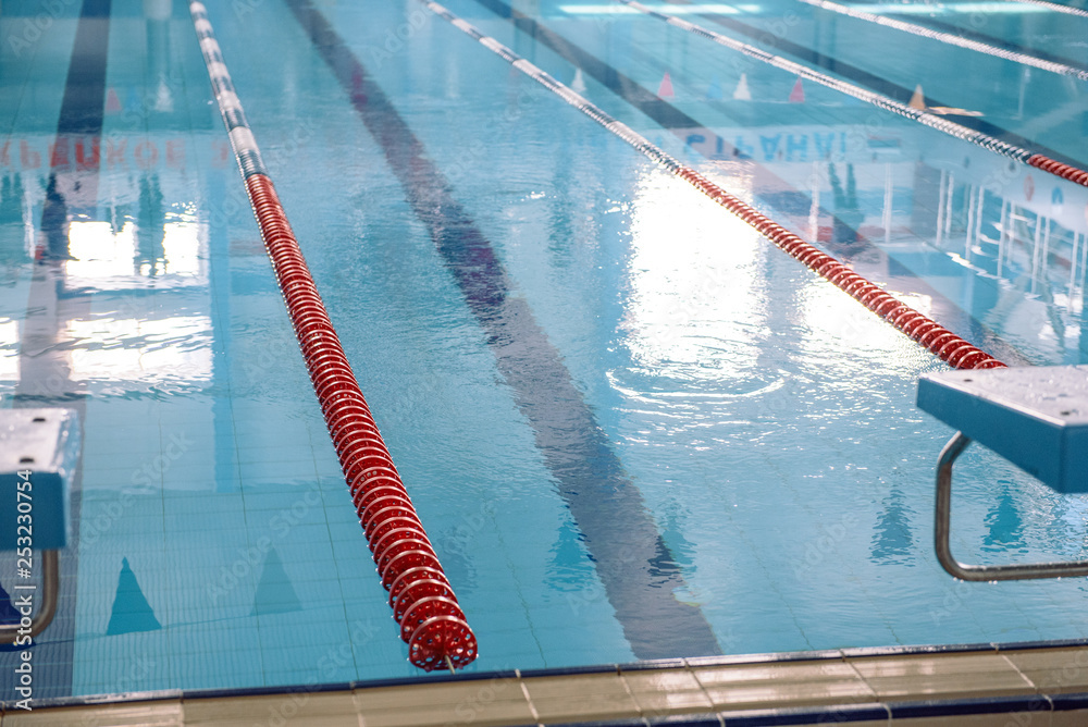 Pool. Water in the pool. A place for swimming. Rest on the water. Ladder in the Pool.