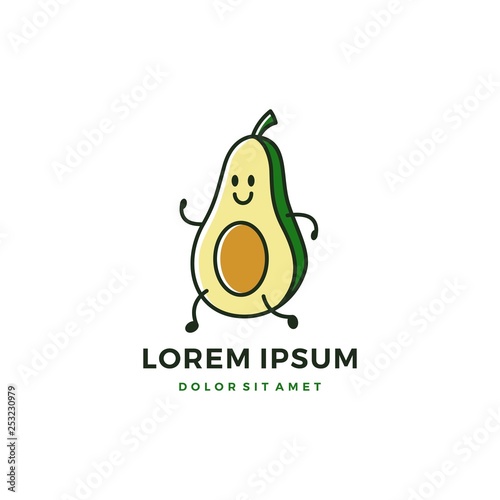 running avocado logo vector icon cartoon mascot character illustration