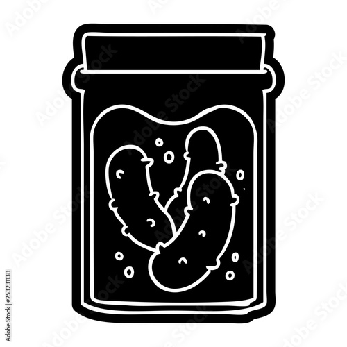 cartoon icon drawing jar of pickled gherkins