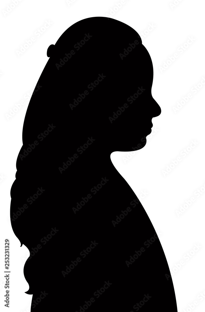  a girl head silhouette vector
