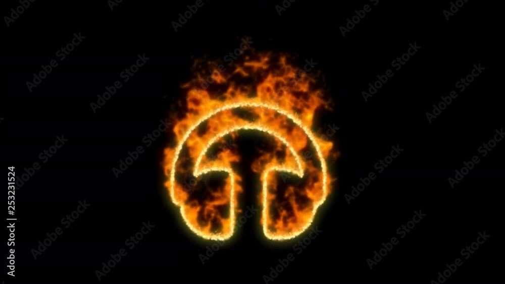 headphones symbol inflames. Then disappears. In - Out loop. Alpha channel Premultiplied - Matted with color black