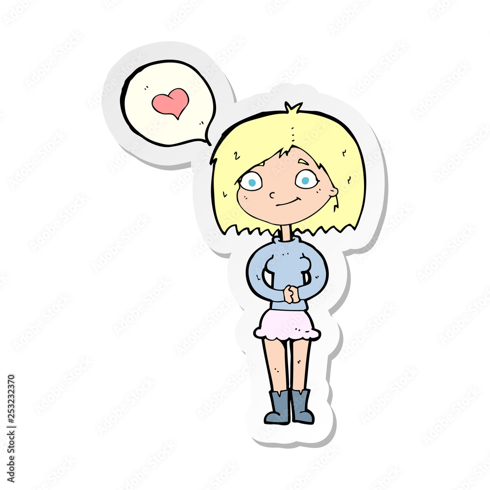 sticker of a cartoon woman in love sticker of a cartoon woman in love