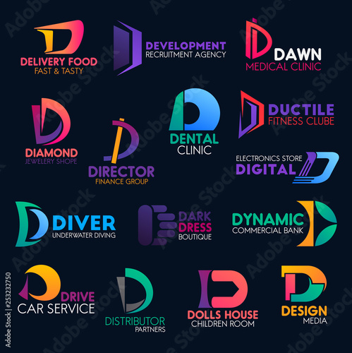 D letter color design corporate identity icons