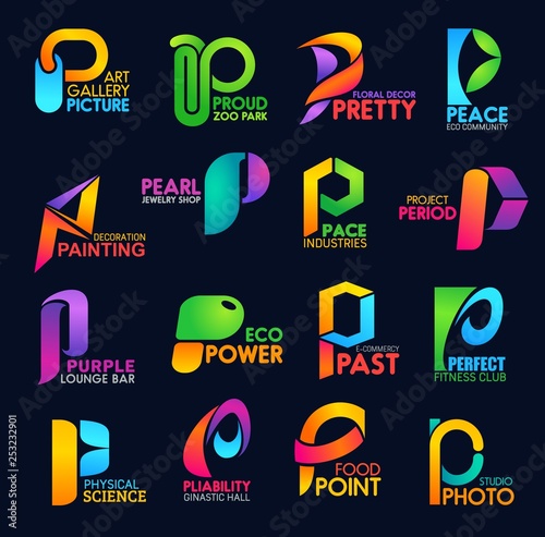 Letter P corporate identity business icons signs