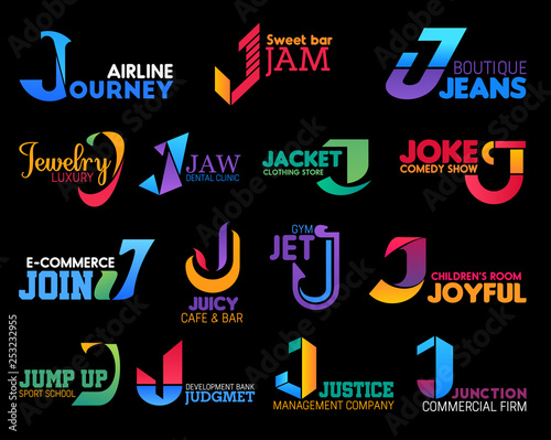 Modern creative shape corporate identity J icons