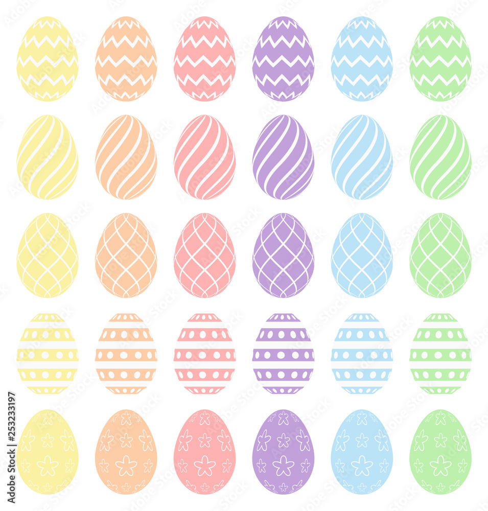 Trendy Easter Eggs Collection in pastel colors SVG PNG EPS