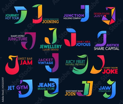 Gym, law and bank corporate identity J icons