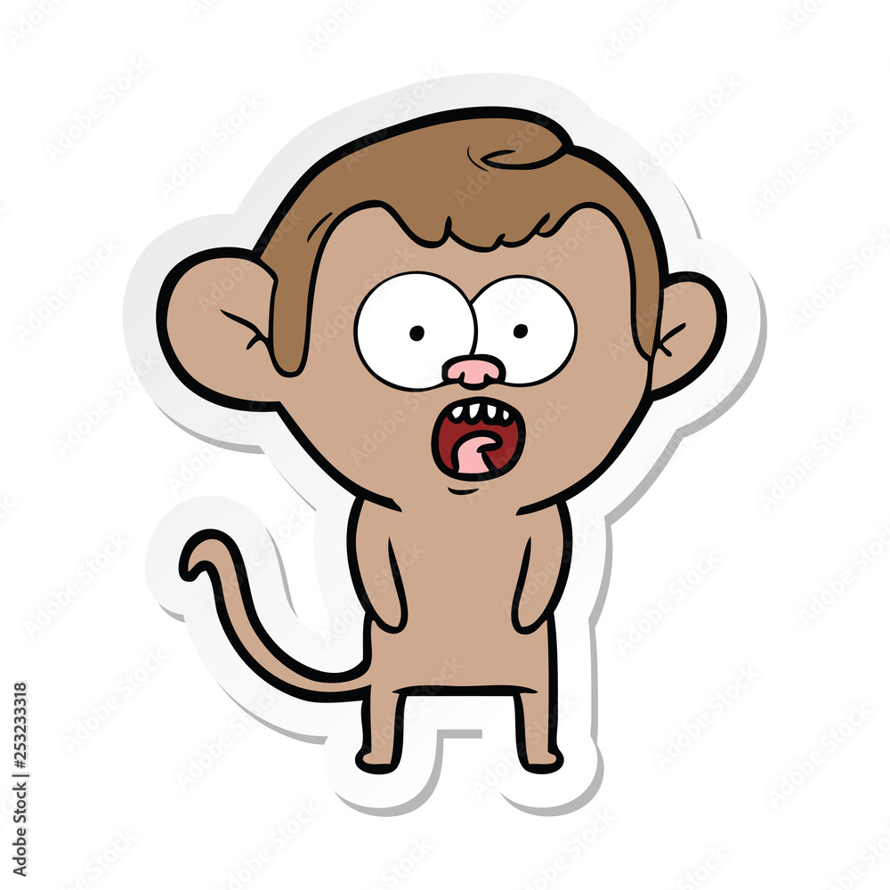 sticker of a cartoon shocked monkey sticker of a cartoon shocked monkey