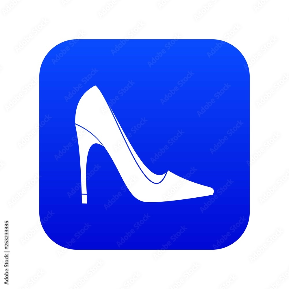 High heel shoe icon digital blue for any design isolated on white vector illustration High heel shoe icon digital blue for any design isolated on white vector illustration